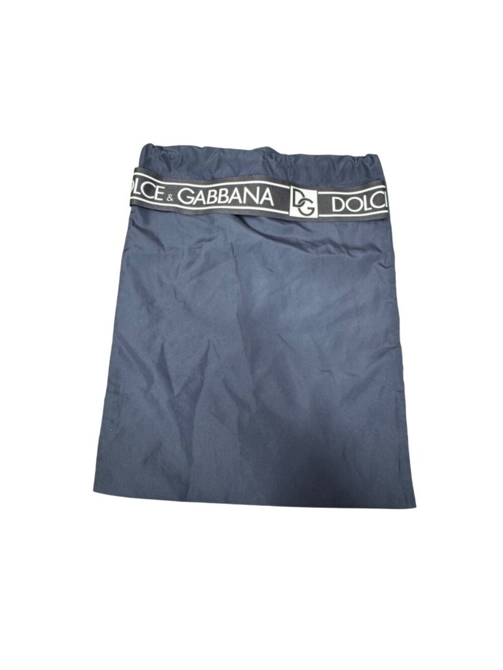 Dolce & Gabbana Logo Thick Drawstring Bag Band Trim 12x9.7 Purse Handbag Storage